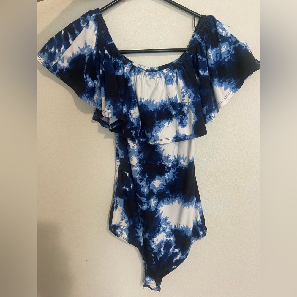 No Boundaries Tie-dye Blue and White Bodysuit